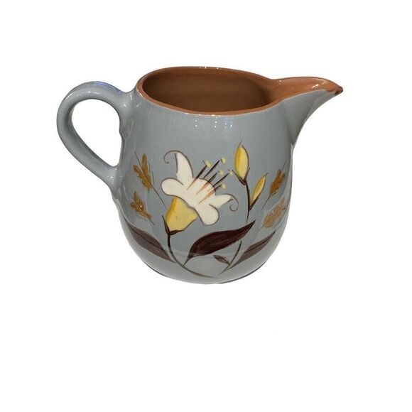 Stangl Pottery VNTG 50s Trenton, NJ “Golden Harvest” Hand-paint Pitcher Blue MCM - Picture 2 of 11
